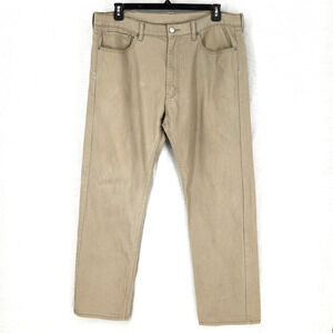 Levis 505 Jeans Mens 38 x 32 Beige Cotton Denim Straight Leg 5 Pocket